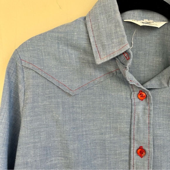 vintage western chambray shirt with red top stitching - Picture 4 of 8